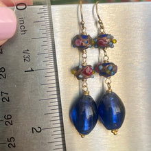 Load image into Gallery viewer, Vintage Wedding Cake Cobalt and Foiled Glass Earrings, metal options