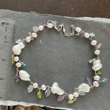 Load image into Gallery viewer, Vintage Estate Baroque Pearl Necklace, Amethyst, Peridot Carved Leaves