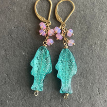 Load image into Gallery viewer, Two-Sided Czech Fish Earrings