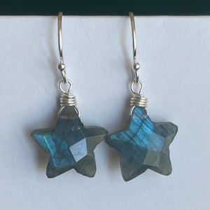 Labradorite Star Earrings, metal choices