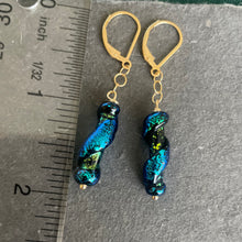 Load image into Gallery viewer, Dichroic Night Sky Murano Glass Dangle Earrings, Metal options