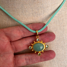 Load image into Gallery viewer, Amazonite and Blue Topaz Pendant Necklace, Aqua Cord