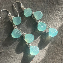 Load image into Gallery viewer, Aqua Chalcedony Shell Dangle Earrings