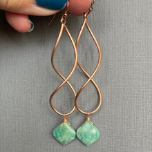 Load image into Gallery viewer, Rose Gold Twirl Earrings, Amazonite