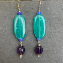 Load image into Gallery viewer, Smooth Amazonite, Opal, Amethyst Earrings, Metal options