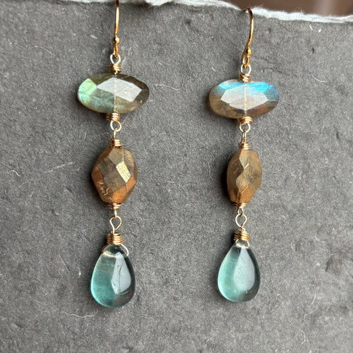 Labradorite, Mystic Golden Labradorite and Fluorite Gemstones, OOAK