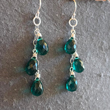 Load image into Gallery viewer, Emerald Green Trio Cascade Earrings