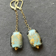 Calm Waters Turquoise and Gold Murano Glass Earrings