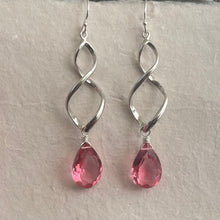 Load image into Gallery viewer, Twirly Girl Pink Tourmaline Quartz Earrings