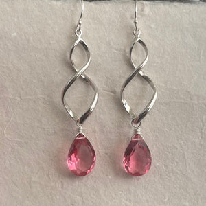 Twirly Girl Pink Tourmaline Quartz Earrings