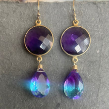 Load image into Gallery viewer, Amethyst And Doublet Cascade Earrings, OOAK