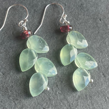 Load image into Gallery viewer, Prehnite Leaf Cut Earrings , Sterling Silver OR 14k gold filled