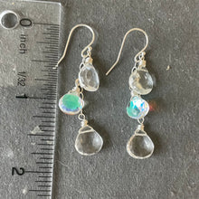 Load image into Gallery viewer, Rock Crystal and Fire Moonstone Quartz Cascade Earrings