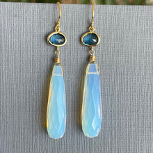 Load image into Gallery viewer, Opalite Quartz Bezeled Dangle Earrings