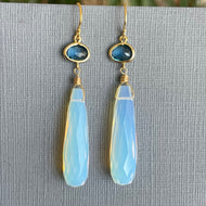 Opalite Quartz Bezeled Dangle Earrings