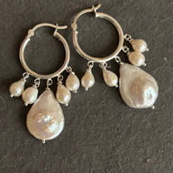 Freshwater Pearl Sterling Silver Hoop Earrings