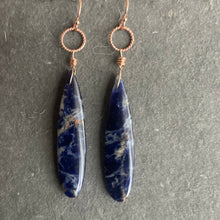 Load image into Gallery viewer, Sodalite Rose Gold Hoop Earrings, OOAK