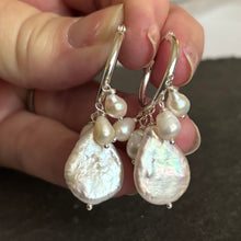 Load image into Gallery viewer, Freshwater Pearl Sterling Silver Hoop Earrings