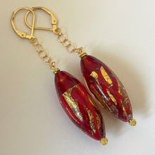Load image into Gallery viewer, Miss Scarlet Sommerso Murano Glass Dangle Earrings, OOAK
