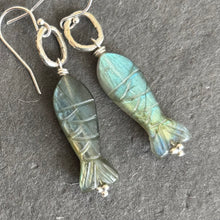 Load image into Gallery viewer, Reserved Carved Labradorite Fish earrings