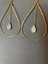 Load image into Gallery viewer, The Katie Hammered 2.5" Hoop Earrings with Smooth Moonstones, OOAK