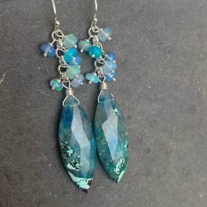 Chrysocolla and Opal earrings OOAK