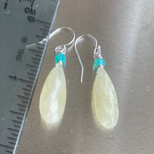 Load image into Gallery viewer, Yellow Aquamarine and Blue Opal Earrings, Rare, OOAK