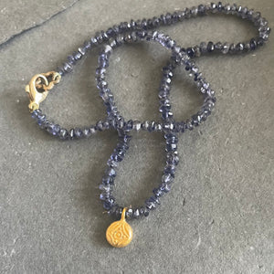 Iolite Nugget Necklace, Estate Jewelry