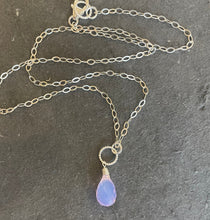 Load image into Gallery viewer, Lavender Scorolite Hoop Teardrop Necklace, 3 metal options
