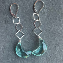 Load image into Gallery viewer, Crescent Moon Diamond Sterling Dangle Earrings