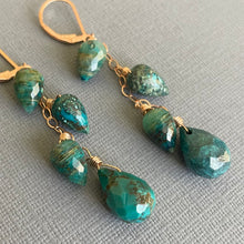 Load image into Gallery viewer, Chrysocolla and Turquoise Rose Gold Earrings, OOAK