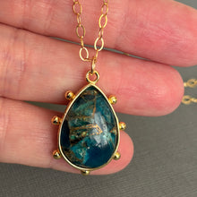 Load image into Gallery viewer, Emerald Jade, Apatite &amp; Mohave Copper Turquoise Pendant Necklace, OOAK