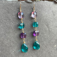Load image into Gallery viewer, Sparkling Jewel Tones Cushion Cut Earrings