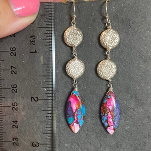 Turquoise and Sterling Silver Earrings, OOAK