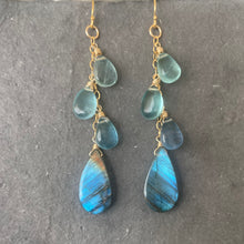 Load image into Gallery viewer, Super Gorgeous Labradorite and Fluorite Earrings, OOAK
