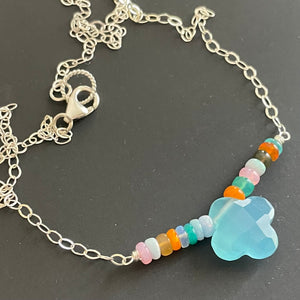 Chalcedony and Opal Clover Necklace