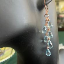 Load image into Gallery viewer, More Cowbell Natural Blue Topaz Trio Earrings, Metal Options, 6 stone