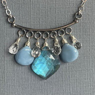 Labradorite Moroccan Cut and Peruvian Opal Necklace, OOAK