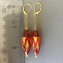 Load image into Gallery viewer, Miss Scarlet Sommerso Murano Glass Dangle Earrings, OOAK