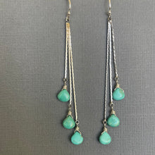 Load image into Gallery viewer, Turquoise Silver Tassel Earrings, Trio, OOAK