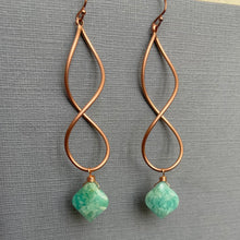 Load image into Gallery viewer, Rose Gold Twirl Earrings, Amazonite