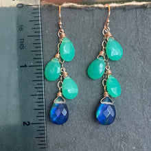 Load image into Gallery viewer, Ammolite and Carnelian Dangle Earrings, Rose Gold Filled and other metal options