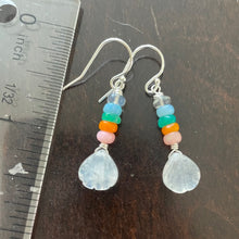 Load image into Gallery viewer, Rainbow Moonstone and Opal Carved Shell Earrings