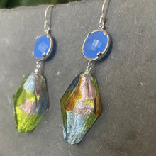 Load image into Gallery viewer, Murano Glass and Periwinkle Earrings, OOAK