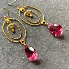 Load image into Gallery viewer, Sparkling Pink Circle Hoops, OOAK