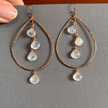 Load image into Gallery viewer, Rainbow Moonstone Hoops, Rose Gold