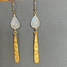 Load image into Gallery viewer, Rainbow Moonstone Goddess Earrings, OOAK