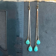 Load image into Gallery viewer, Turquoise Tassel Earrings, OOAK