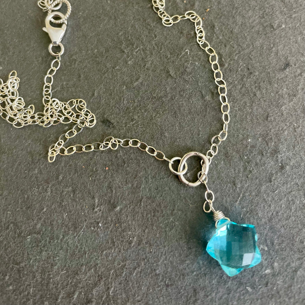 Blue Star Quartz Y Lariat Necklace