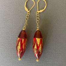 Load image into Gallery viewer, Miss Scarlet Sommerso Murano Glass Dangle Earrings, OOAK